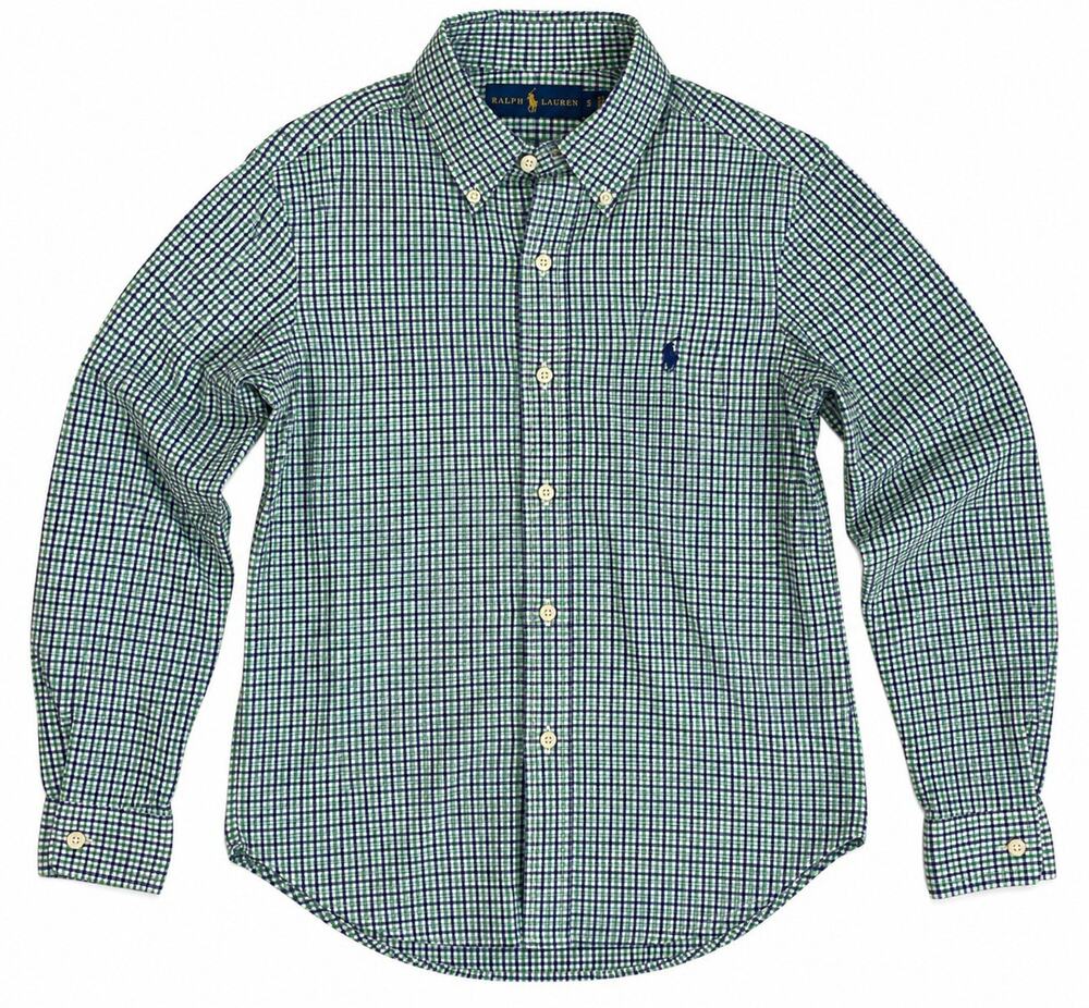 Polo Ralph Lauren Men’s Small Green Blue Gingham Plaid Button Down Pony Logo